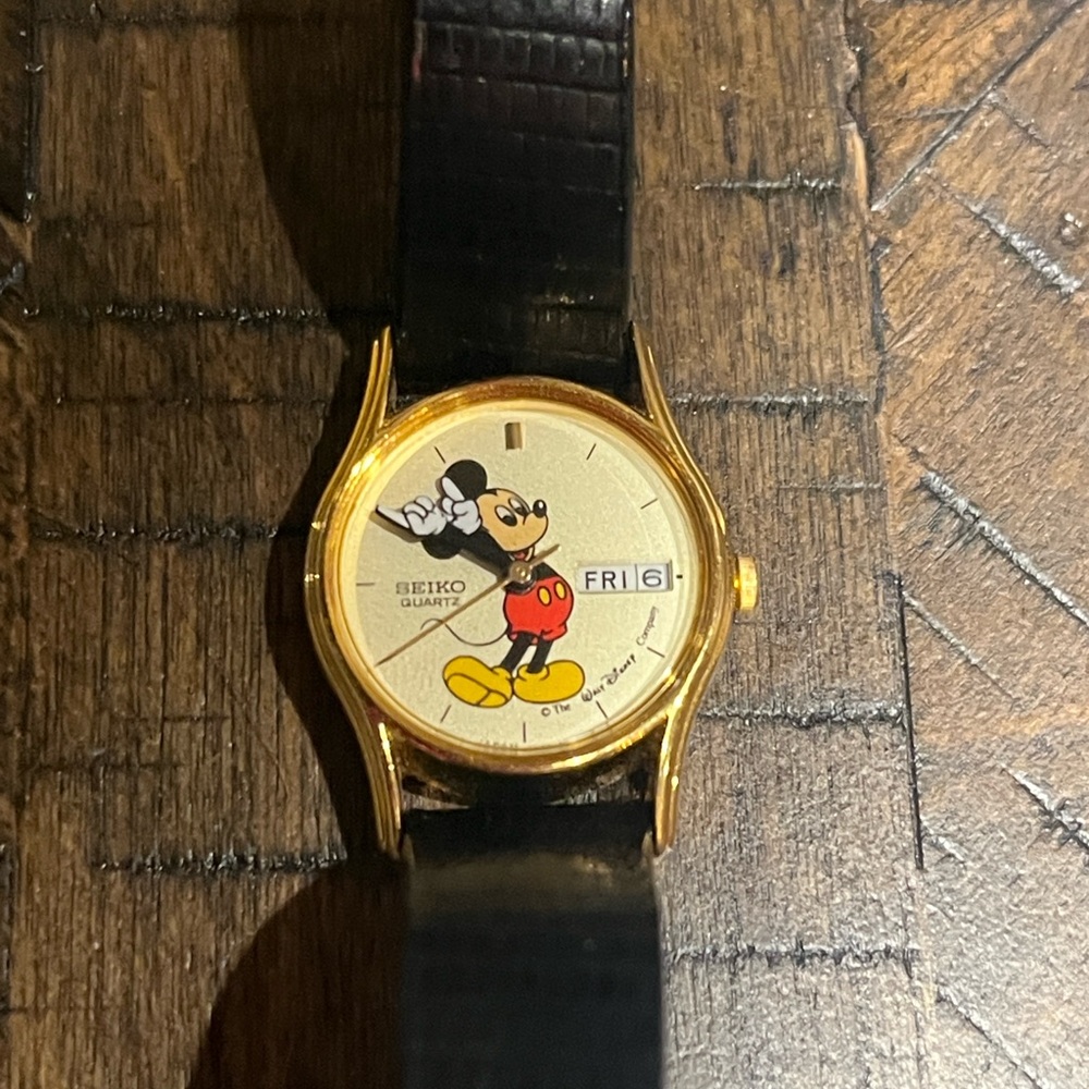 Seiko Gold Watch with Black Strap
